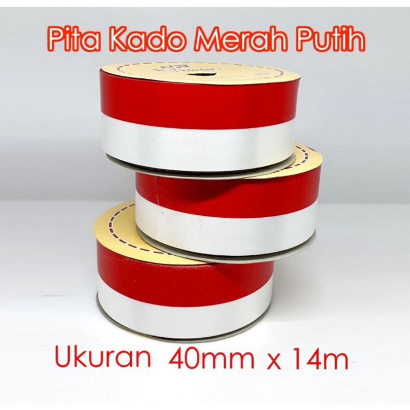 

Pita Kado Merah Putih 40 mm X 14m Ribbon bendera gift flag indonesia