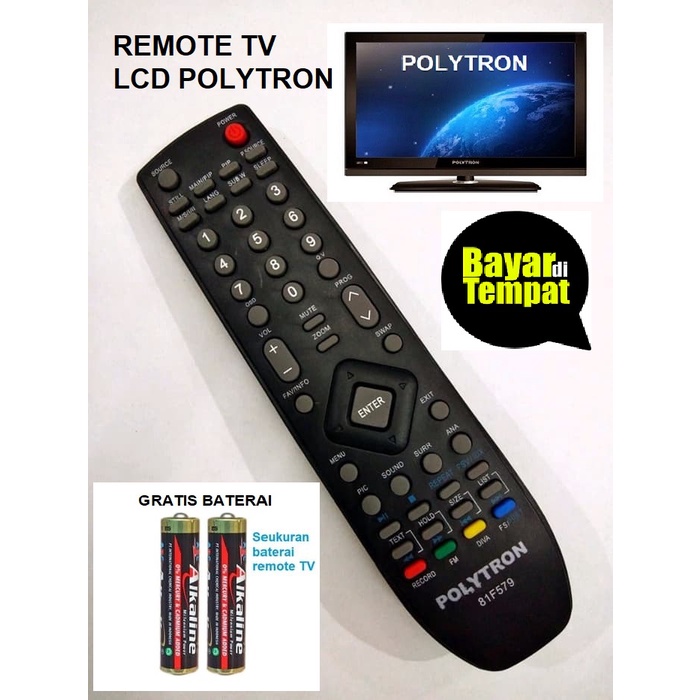 Remot Remote Untuk TV POLYTRON (GRATIS BATRAI) Lcd Led Siap Pakai Ke Televisi Politron
