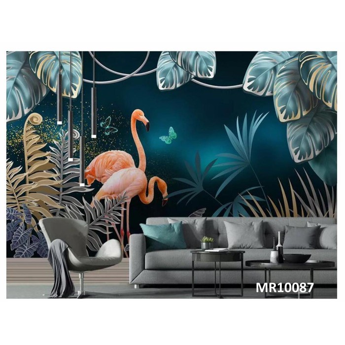 Wallpaper Mural Foto Bunga Besar Flamingo 3x5m 3D