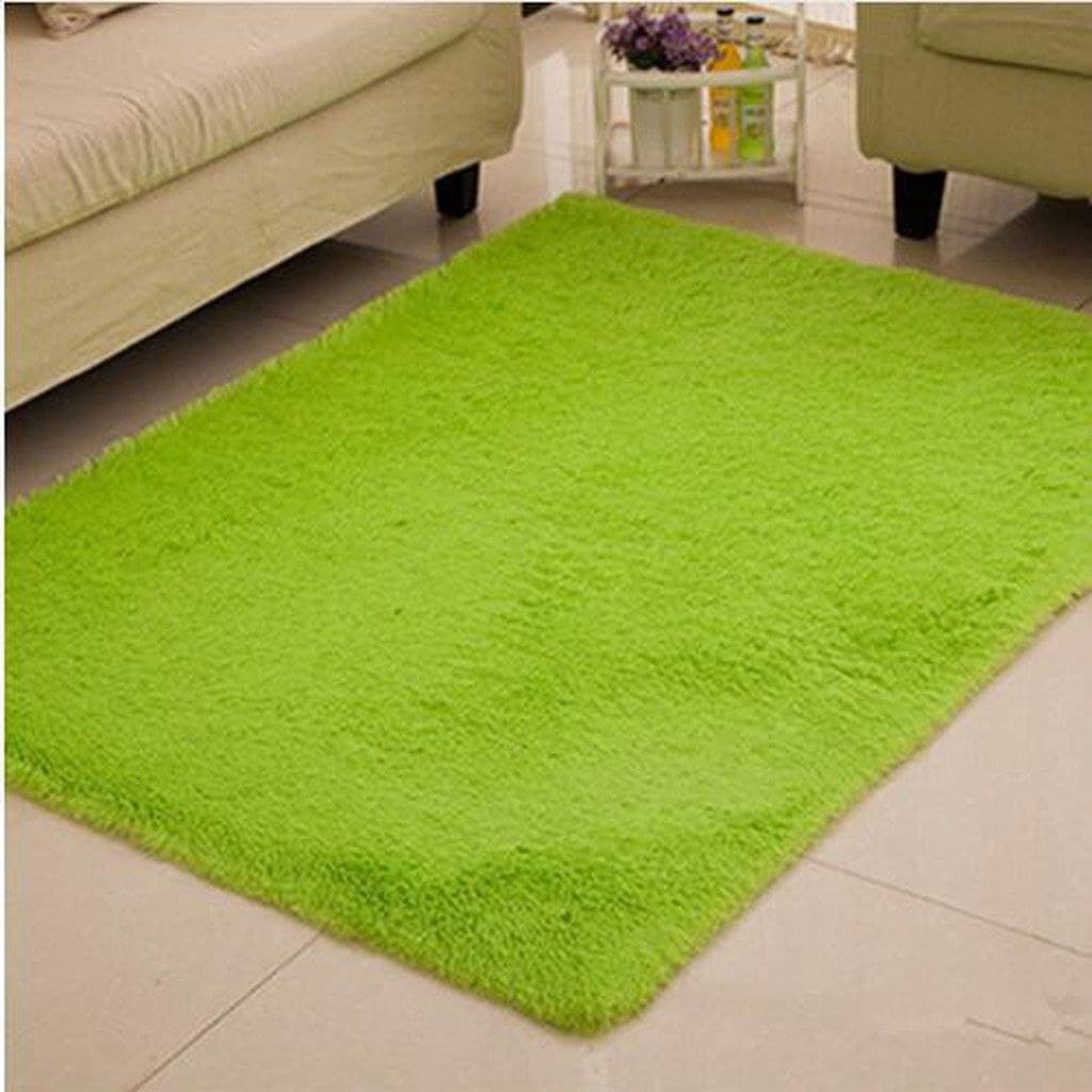 [DOUBLE SIZE] Karpet Bulu Tebal 7cm ukuran 150CMX200CM Karpet Lantai Bulu Rasfur Kasur kamar Tidur-hijau muda/stabilo