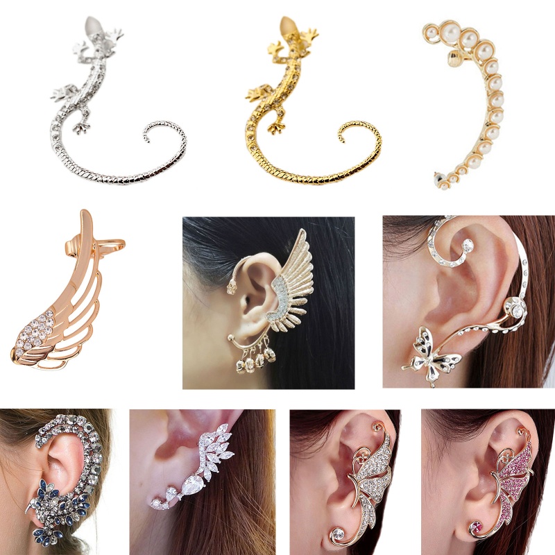 Siy Anting Wanita Untuk Berlian Imitasi Anting Tanpa Tindik Elf Ear Manset Telinga Klip Tanpa Lubang Aesthetic Pernikahan E