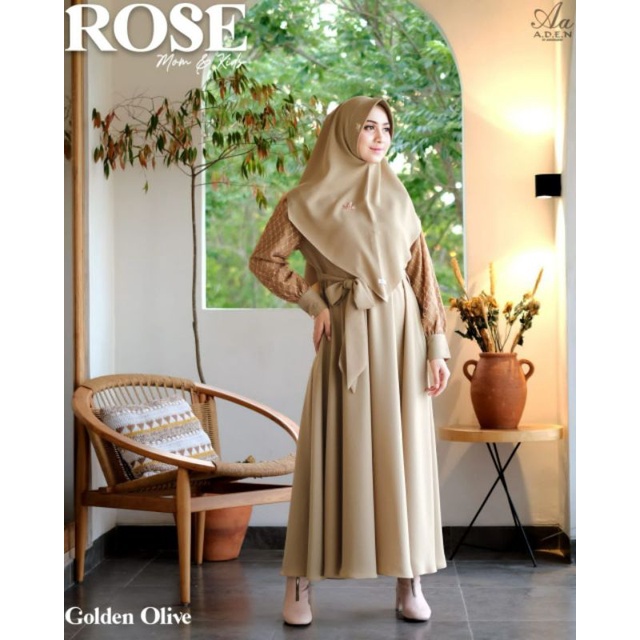 Rose dress original ori aden hijab gamis cantik berkualitas bahan Tivally Rose bertekstur lembut ade