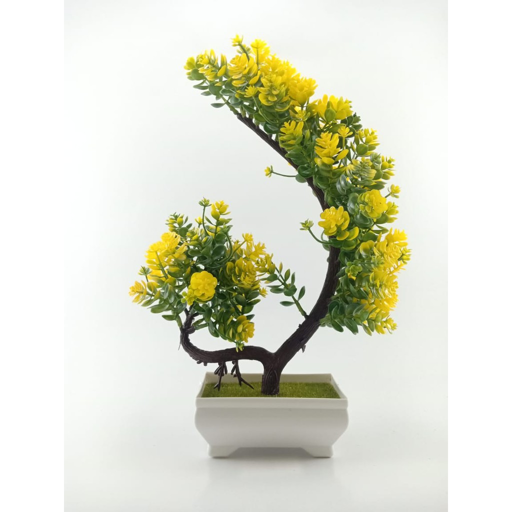 COD BUNGA PLASTIK BUNGA BONSAI  BUNGA ARTIFISIAL BUNGA HIASAN MEJA TANAMAN HIAS PLASTIK BP8827-KUNING