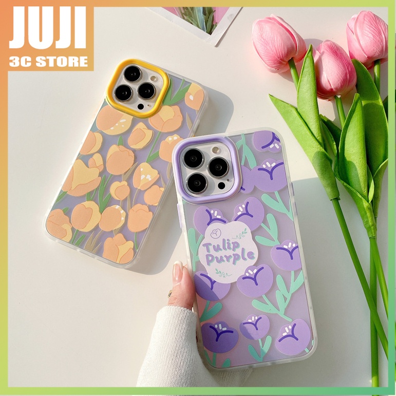 Case Pelindung Pola Tulip Warna Permen Untuk iphone 11 12 13 promax x xs xr xsmax 7 8 plus