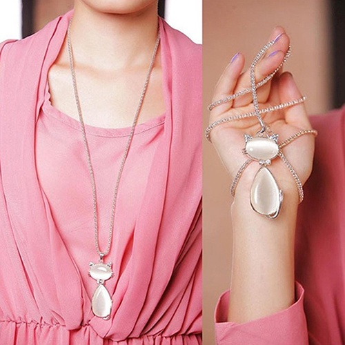 Hu Hu Hu Hu Hu Alat Bantu Pasang Kacamata♡ Kalung Rantai Liontin Burung Hantu Kucing Angsa Aksen Berlian Imitasi Untuk Wanita