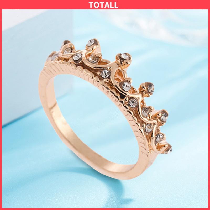 COD Bentuk Mahkota Fashion Ratu Temperamen Hollow Out Micro Diamond Engagement Wedding Ring-Totall