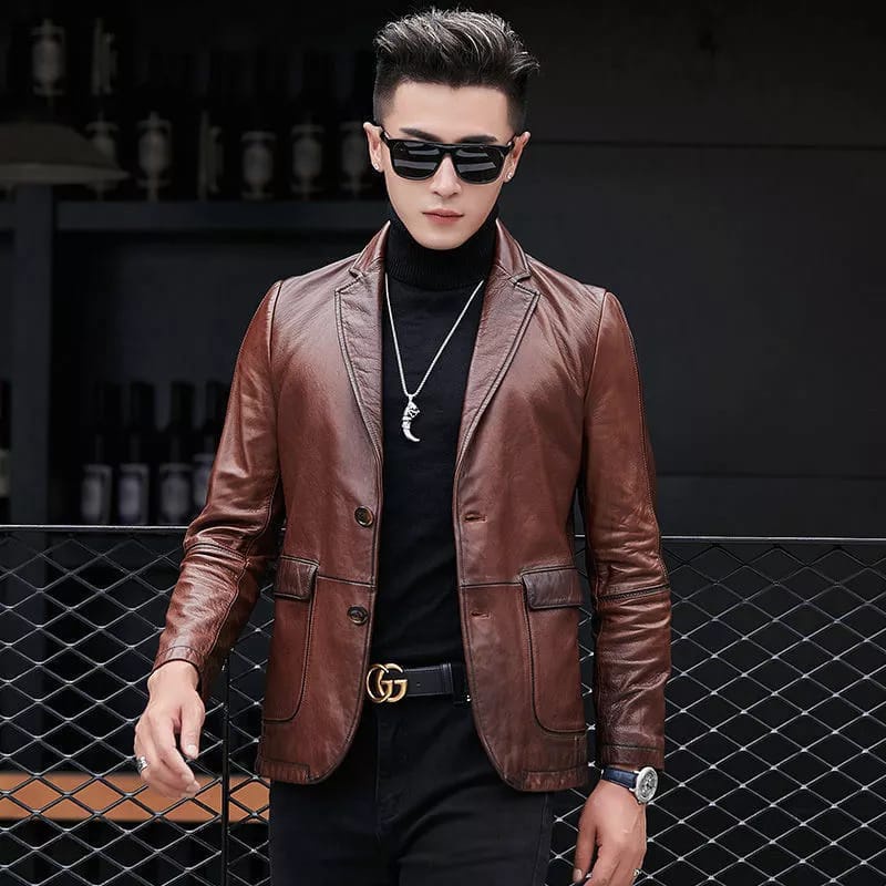 Jaket kulit pria jaket pria terbaru jaket kulit hitam jaket kulit garut asli kulit domba 100% origin