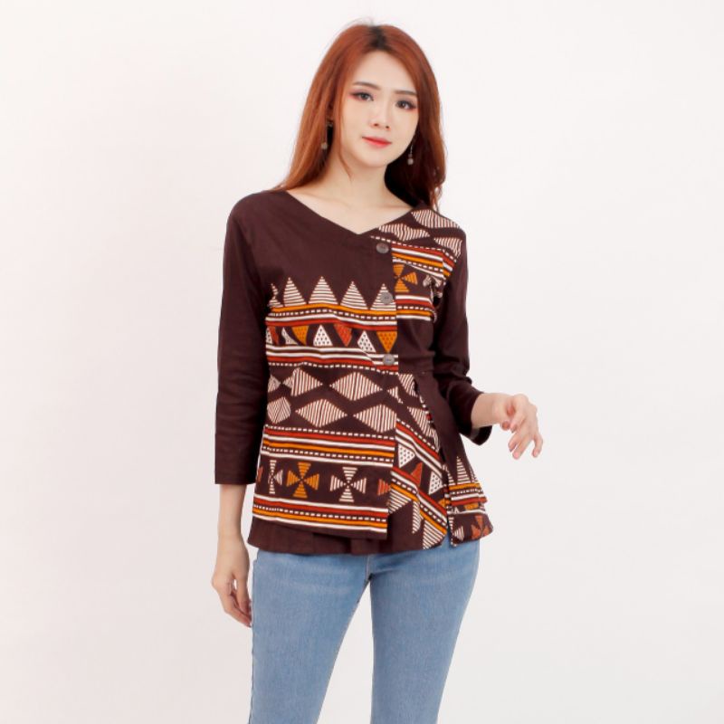 Batik wanita - Atasan blouse batik wanita fashion 184 SG-BROWN WK