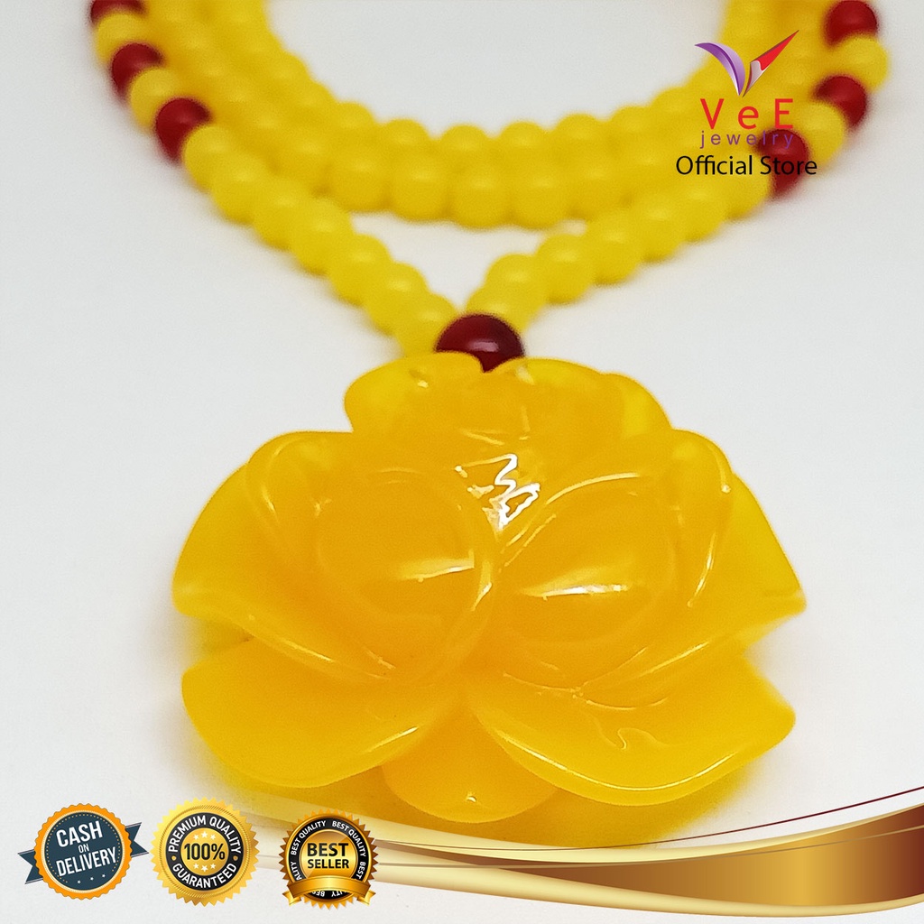 Kalung Liontin Resin Getah Amber Kuning - VeE Kalung Wanita Pria