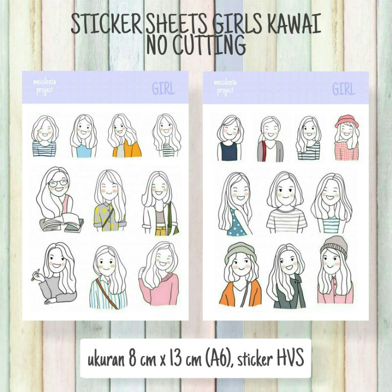 

STICKER SHEET DECO NON CUTTING GIRL KAWAI UNTUK JOURNAL PLANNER SCRAPBOOK