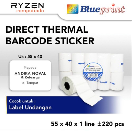 

Direct Thermal Sticker , Kertas Label Stiker BLUEPRINT 55 x 40 , 55x40 mm