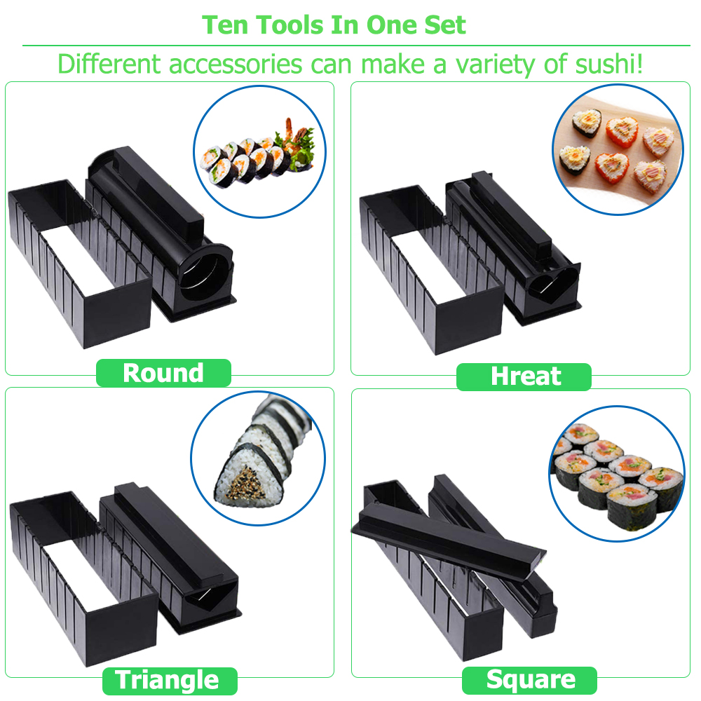 Set 10pcs Cetakan Pembuat Sushi Profesional