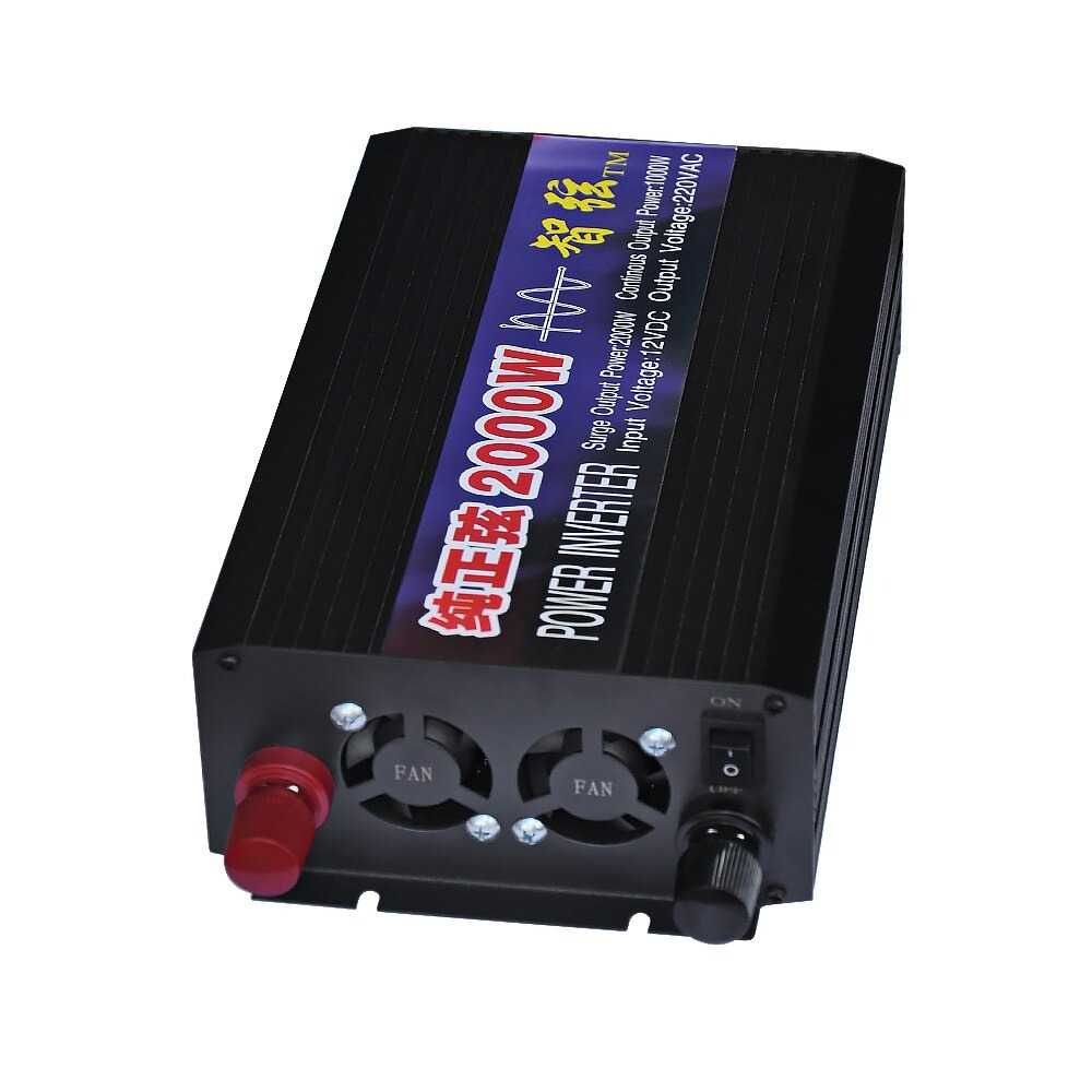 SUNYIMA Pure Sine Wave Car Power Inverter DC 12V to AC 220V 2000W-Hitam