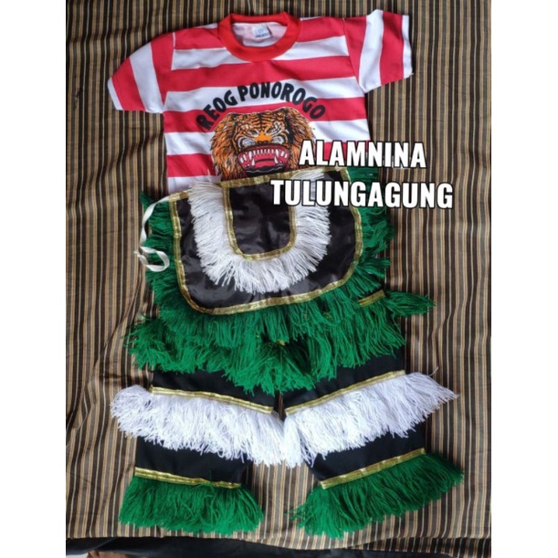 setelan kaos reog Ponorogo dan celana barongan anak dewasa