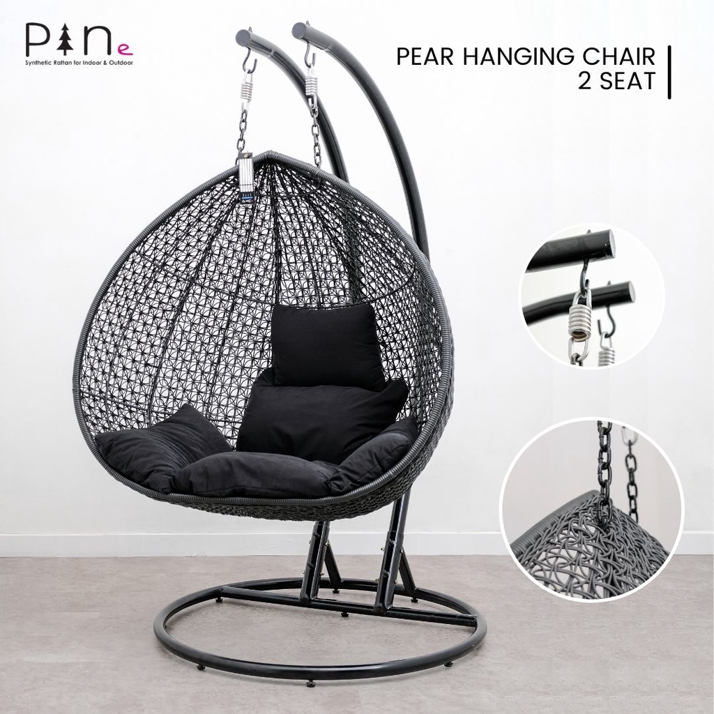 Ayunan Gantung Rotan Sintetis Bentuk Pear Ukuran Jumbo Full Busa - Pear Hanging Chair 2 Seat