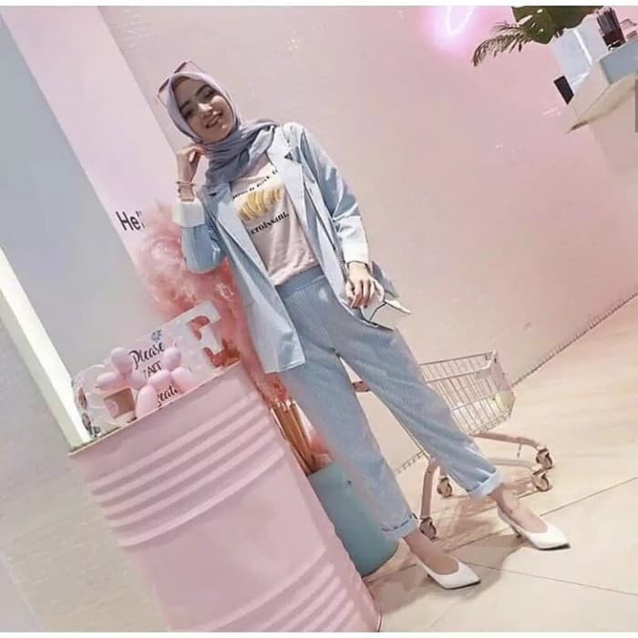 Stripe Gaby Pants Stradivarius Trouser Celana Baggy PREMIUM QUALITY