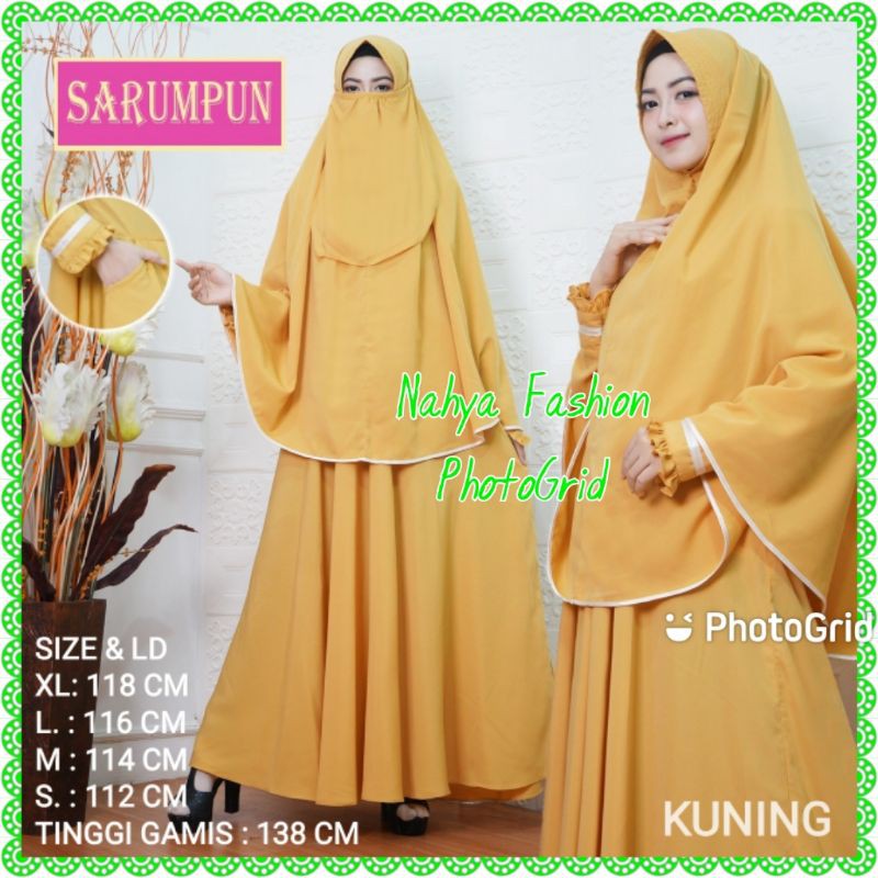 Gamis Syar'i Set Cadar Wolfis Kuning
