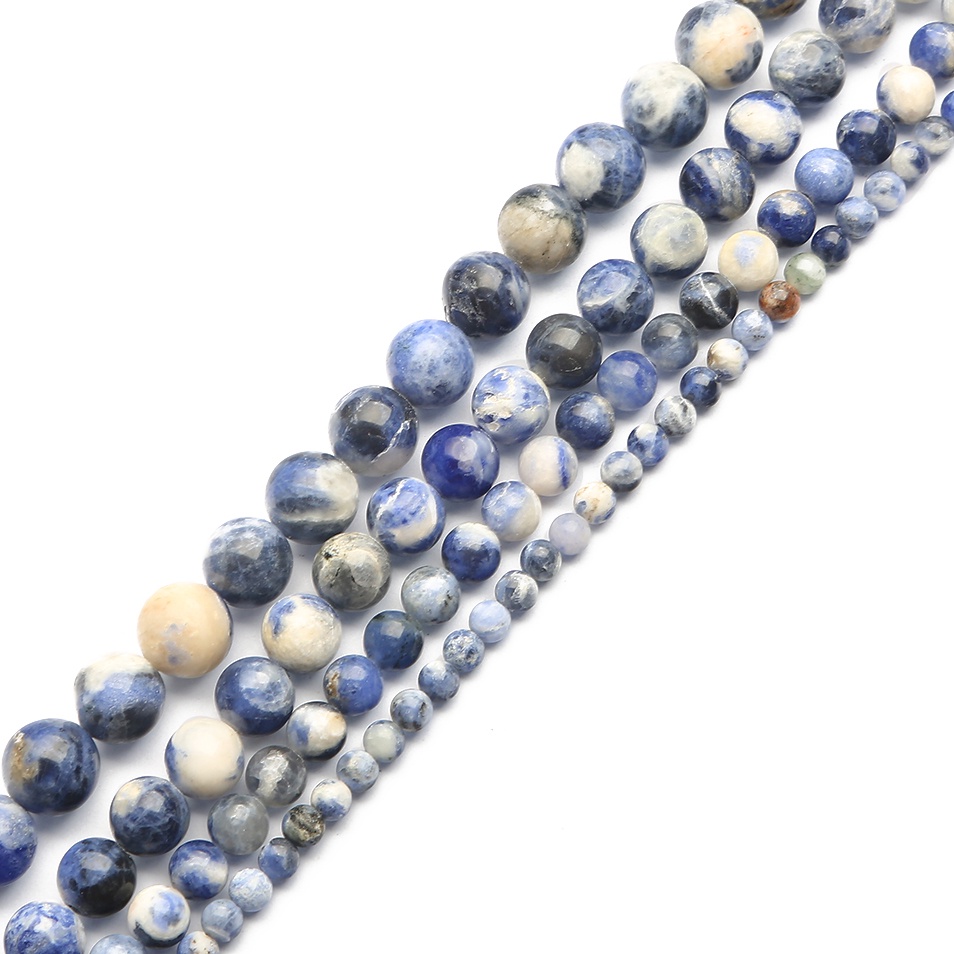 4 -12MM Grosir Biru Sodalite Beads Batu Permata Alami Belt Longgar Beads Untuk DIY Membuat Perhiasan Ukuran Gelang/Kalung