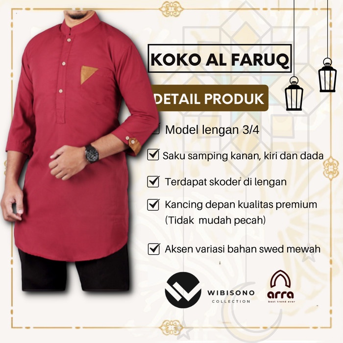 Baju Koko Kurta Pakistan YU13 Pria Cowok Dewasa Lengan Pendek Terbaru Premium Original AL FARUQ