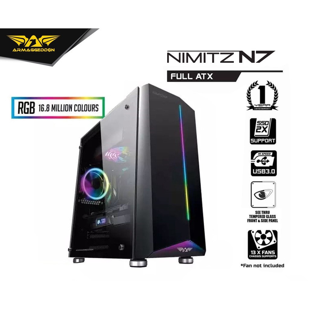 Casing Armaggeddon Nimitz N7 Excellent ATX With RGB Lightning Effect