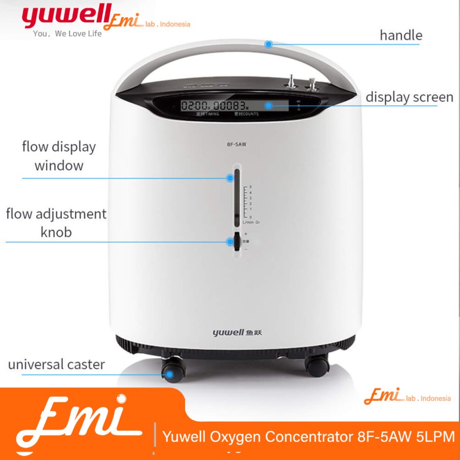 Yuwell 8F-5AW 5L Oxygen Concentrator Medical Grade Oksigen bukan yu300