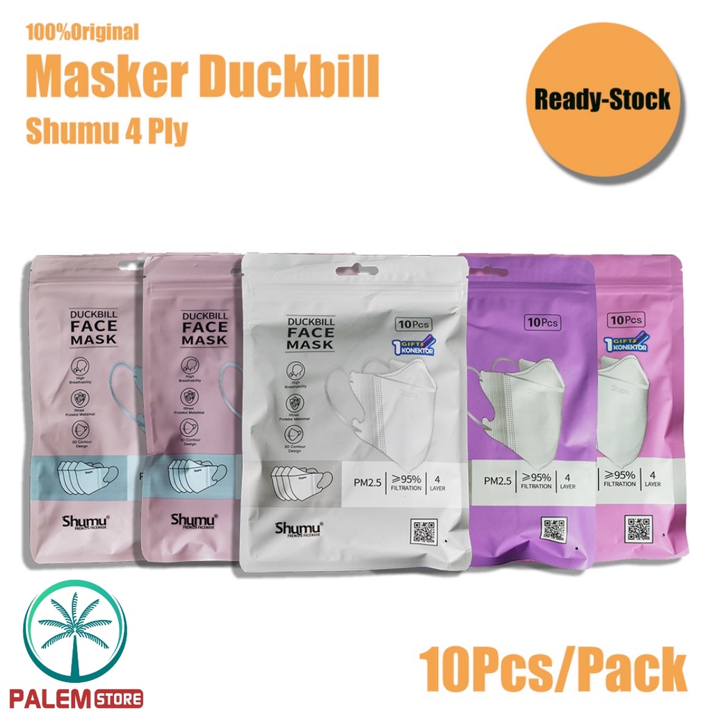 Masker Duckbill SHUMU 4 PLY emboss Original Pack isi 10