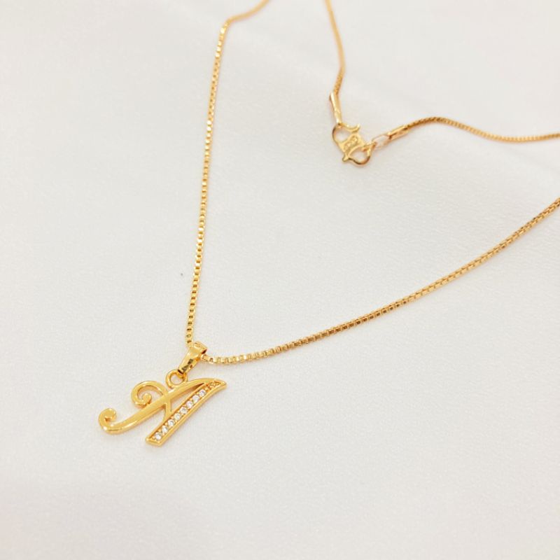 Kalung Huruf /Kalung inisial / kalung Nama Model Liontin Lapis Emas yaxiya Jewelry KLE-033
