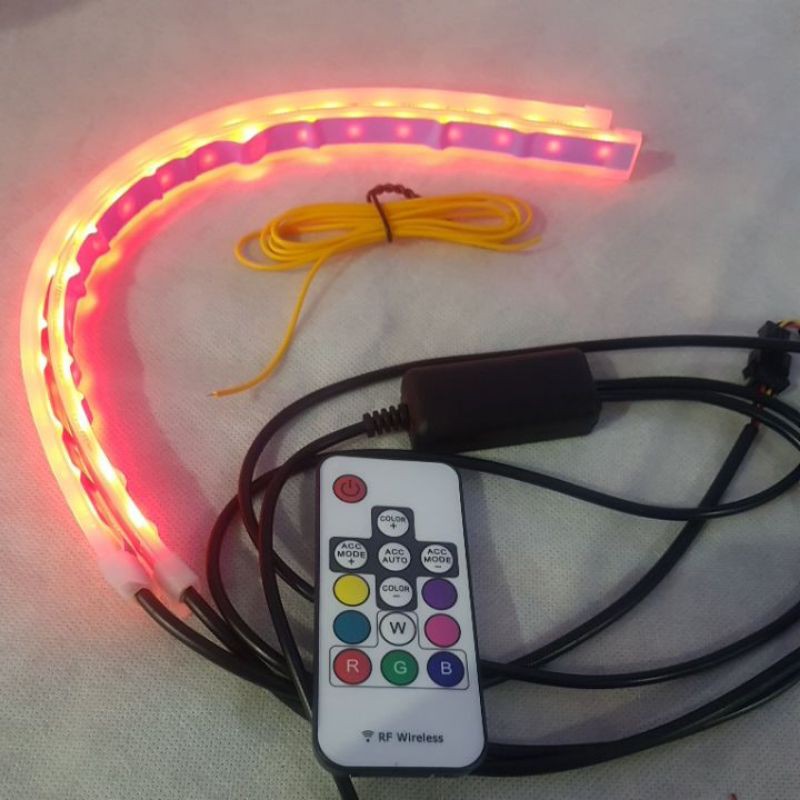 Lampu Alis RGB Drl Flexibel Slim RGB Remote Rubah Warna 30 Cm