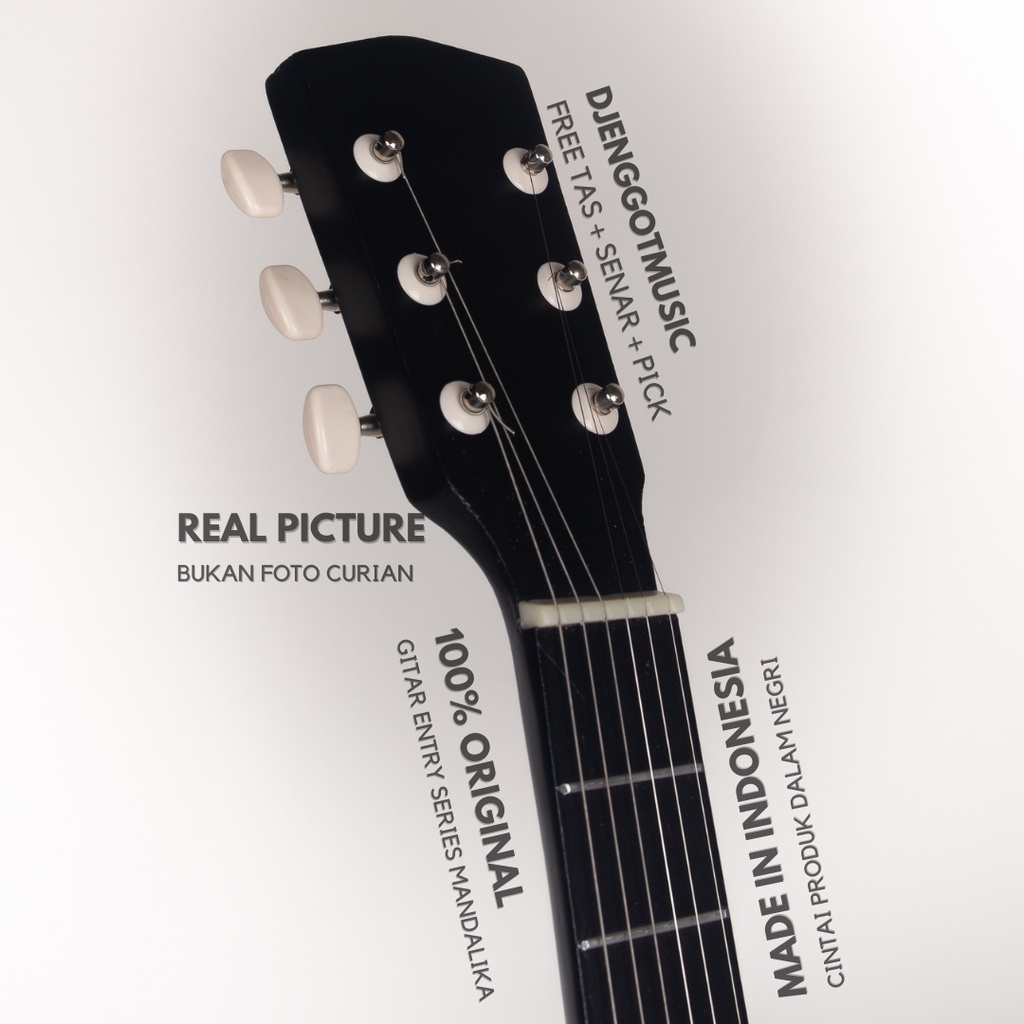 [PAKET KOMPLIT] GITAR AKUSTIK BLACK for Beginner BONUS SOFTCASE