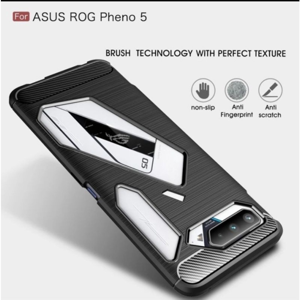 Silicon carbon fiber Rugged Armor Brushed Asus ROG 5 case cover casing