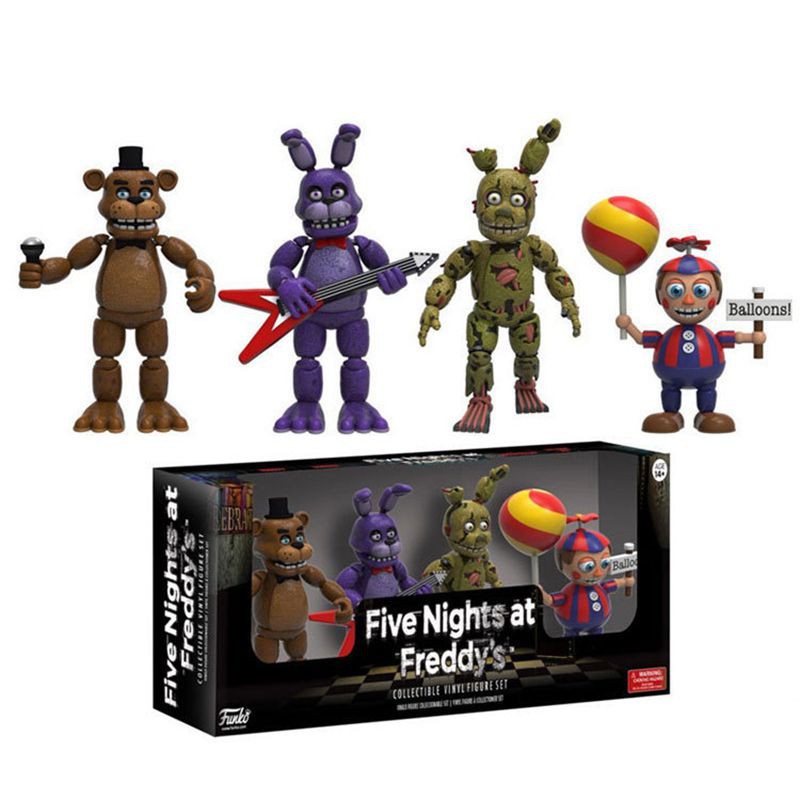 EN57KX 4pcs / Set Mainan Action Figure Model Fnaf Five Nights At Freddy 's Pizza Simulator Ukuran 4c