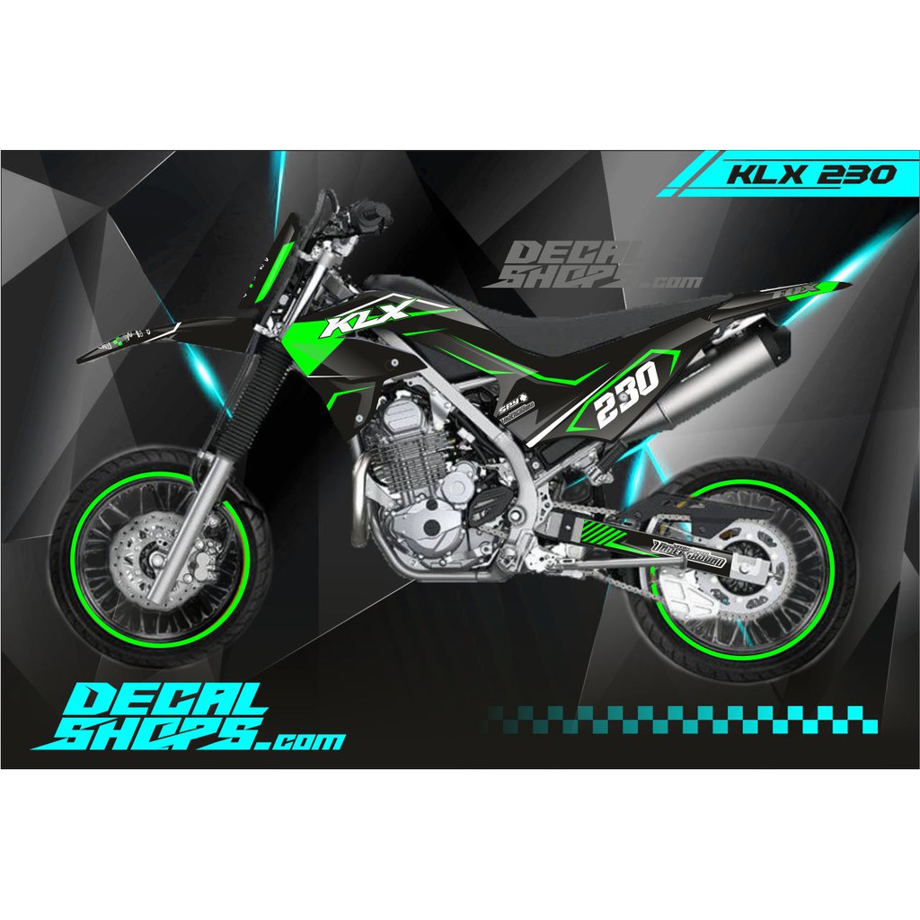 DECAL KLX 230  MURAH DECAL KLX 230 KEREN DECAL KLX 230 MERAH HITAM DECAL KLX 230 SUPERMOTO HIJAU A