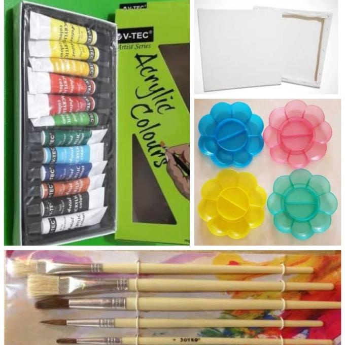 

Paket Lukis Kanvas (kanvas 30x40+kuas+palet+cat akrilik)