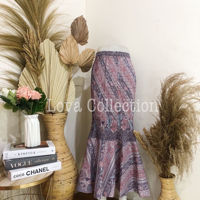 ROK BATIK DUYUNG PLISKET-Lereng Bunga Pink
