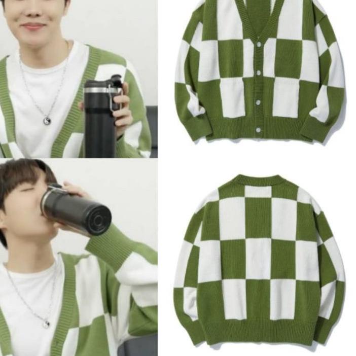 CARDIGAN MINGYU JAEHYUN MOTIF KOTAK RAJUT  // CARDIGAN WANITA // PANJANG 70 LD 120 .,
