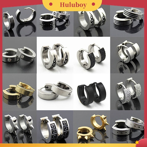 Anting Stud Hoop Bahan Stainless Steel Gaya Punk Gothic Untuk Pria Dan Wanita