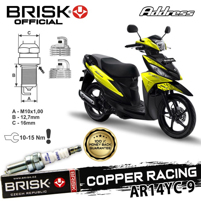 Busi Motor Brisk Copper Racing Tipe - Ar14Yc-9 Suzuki Address