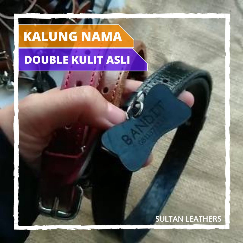 Kalung Anjing Label Nama Custom Gratis Nama / Kalung Anjing Besar Kalung Custom Kulit Asli Kuat dan 