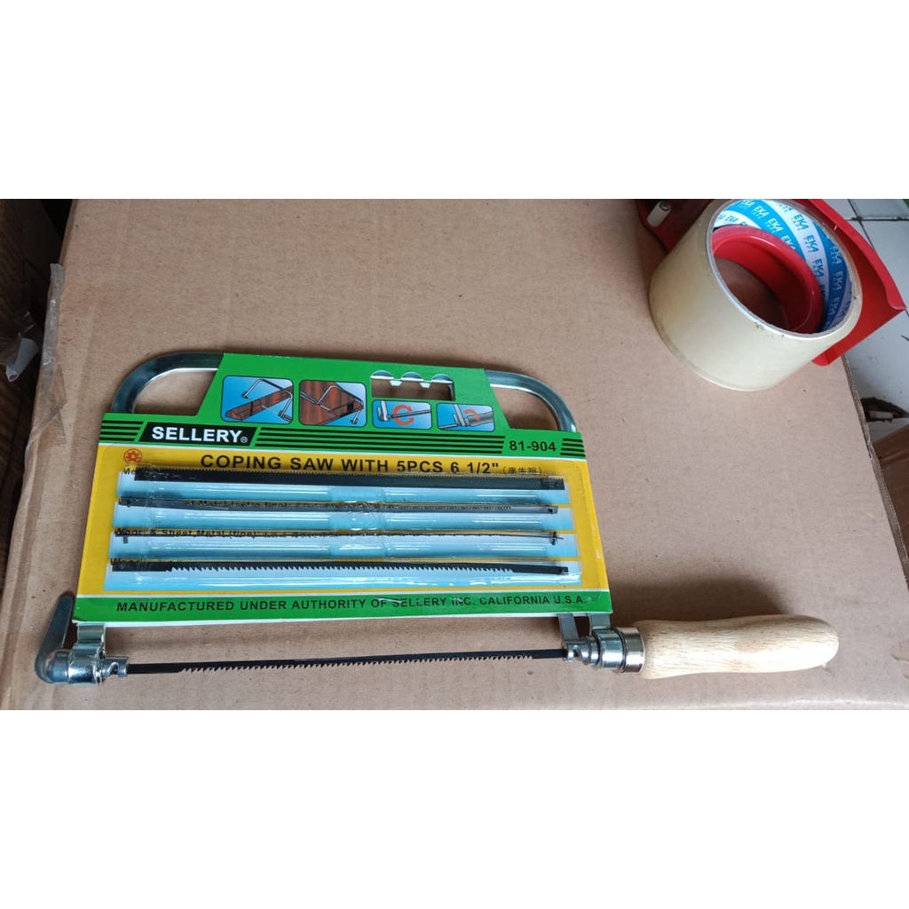 SELLERY (81-904) Gergaji Kayu Coping Saw Set 5 Pcs 6 1/2&quot; inch - Gergaji Kayu Triplek Set 5 Pcs Mata Gergaji Gergaji Untuk Figura Akrilik Gergaji Ukir