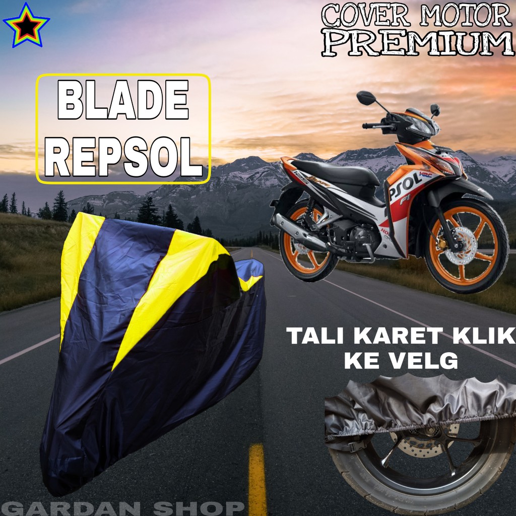 Sarung Motor BLADE REPSOL Hitam Kuning Body Cover Penutup Pelindung Motor Blade Repsol PREMIUM