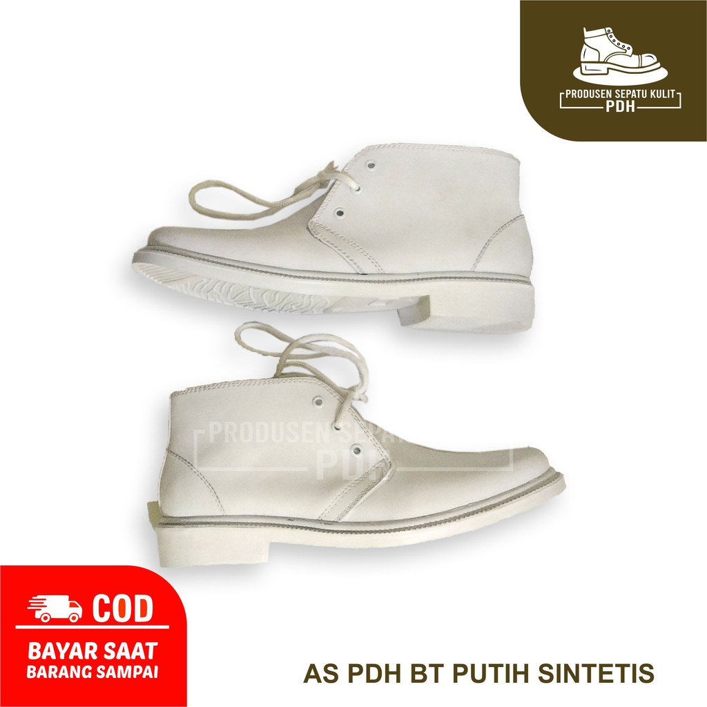 SEPATU PDH PDU PUTIH PASKIBRA PASKIBRAKA SEPATU UPACARA PELANTIKAN SEPATU DINAS PUTIH KULIT SINTETIS