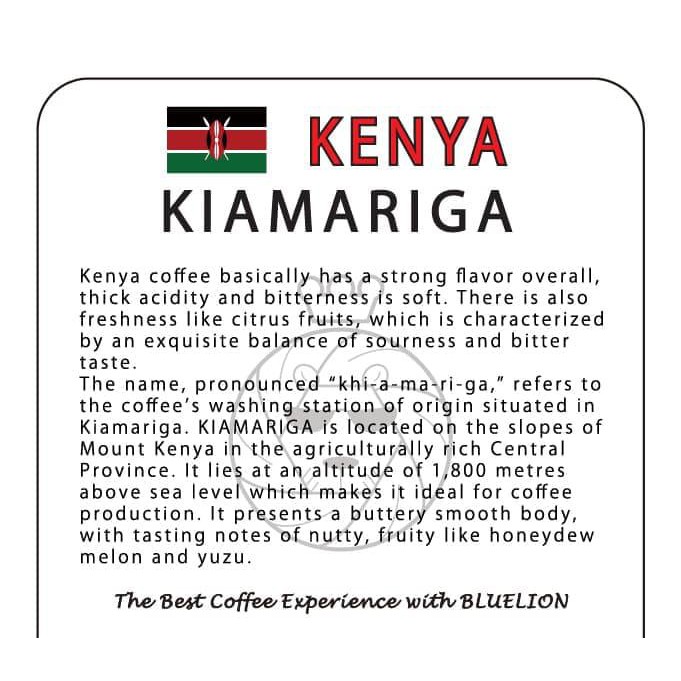 

KENYA KIAMARIGA 200 GR - KOPI BLUELION - MEDIUM ROAST - BIJI