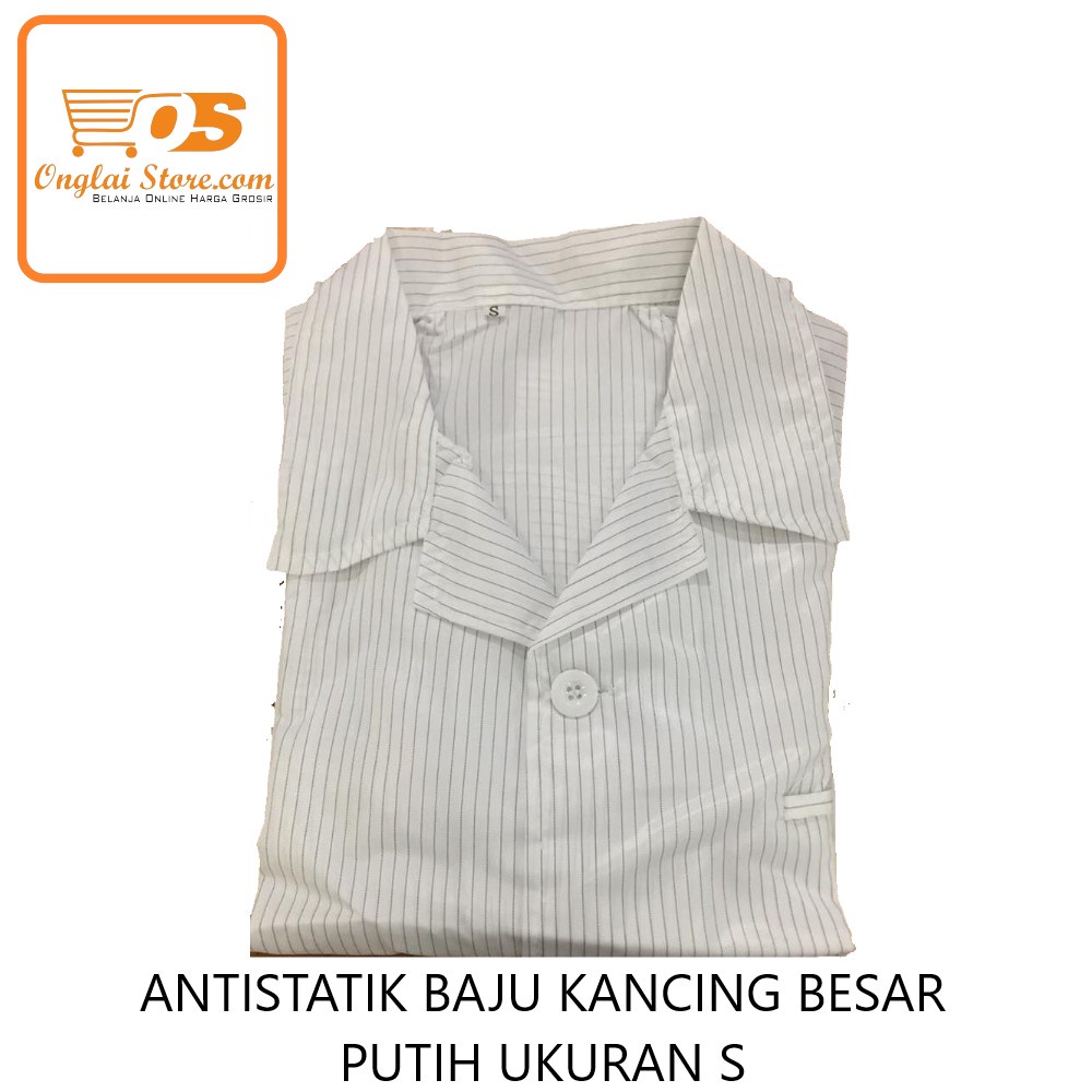 ANTISTATIK BAJU KANCING BESAR PUTIH UKURAN S (HARGA SPESIAL)