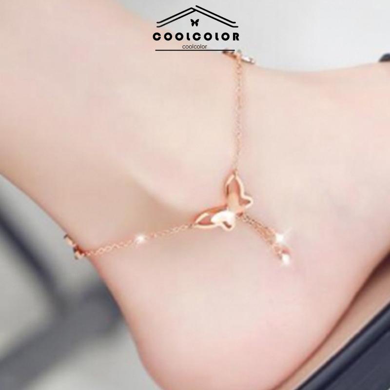 COD❤️Gelang Kaki Kupu-kupu Liontin Elegan Temperamen Manis Berlian Imitasi Fashion Wanita Aksesoris Korea Murah Ready Stock