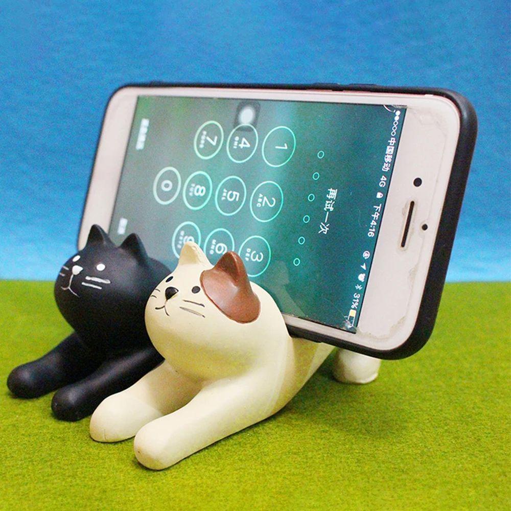 Agustinina Phone Holder Ornamen Rumah Hias 3D Lazy Cat Handphone Lazy Bracket Bentuk Kucing Kartun