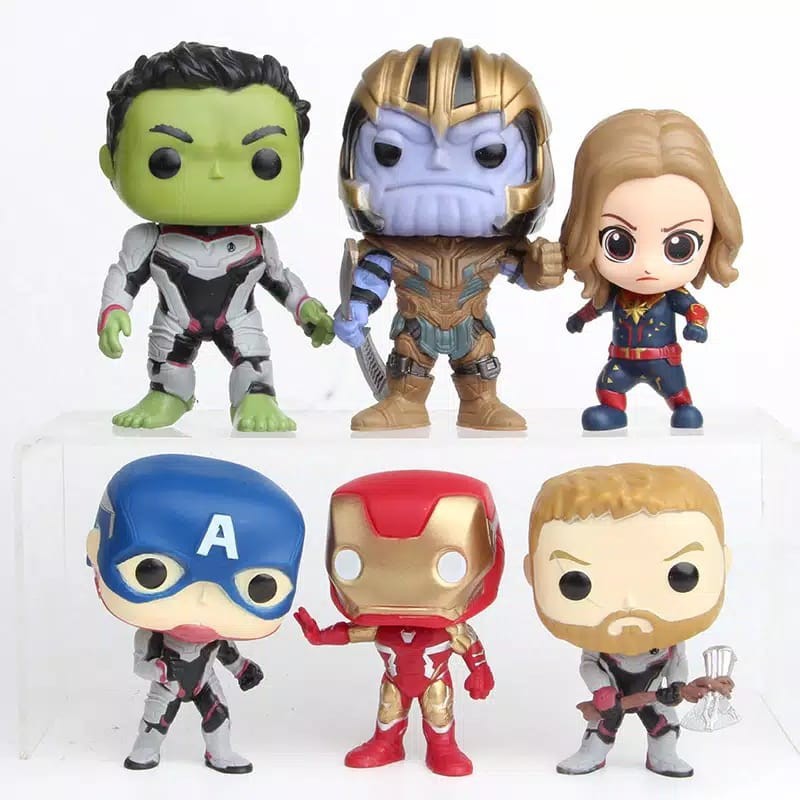 Figure Funko Super Hero End Game Figure Set 6 pcs 01I Action Figure Hulk Captain America Thor Iron