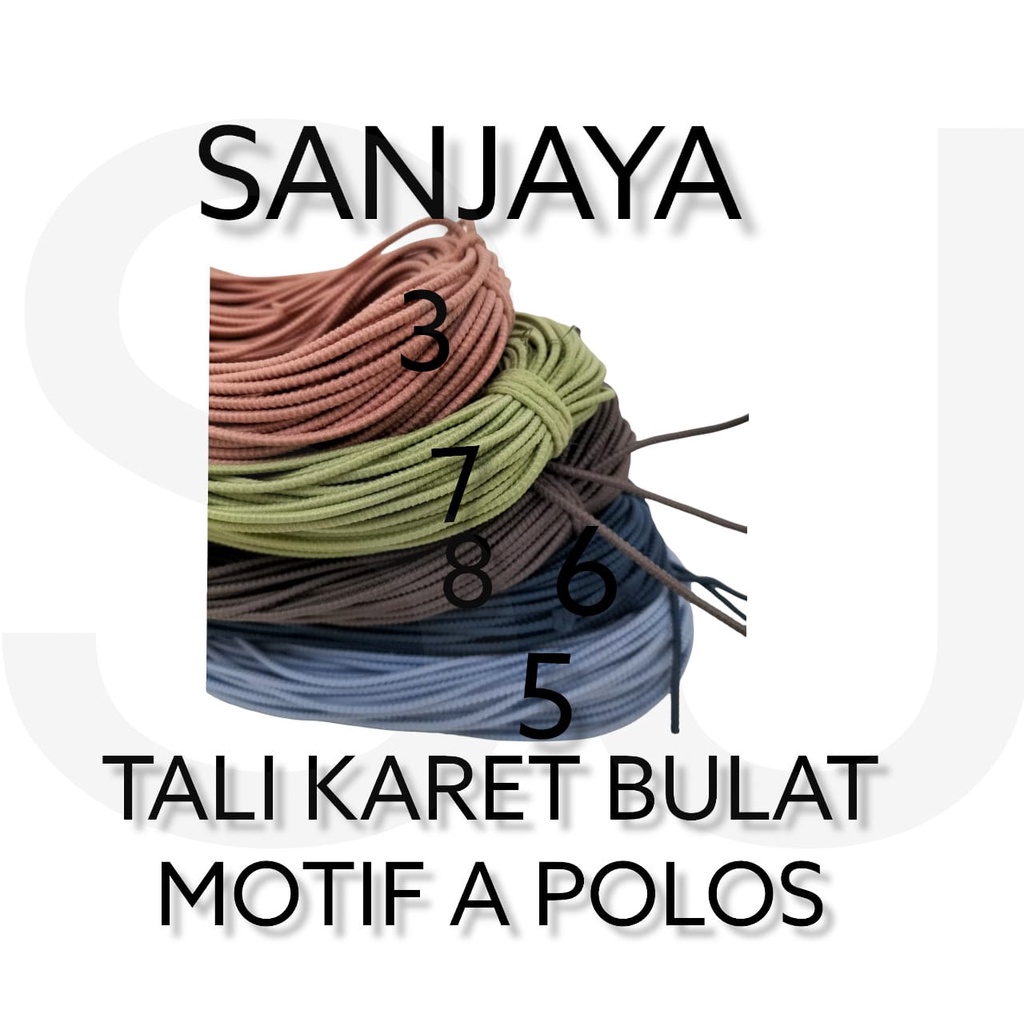 TALI KARET BULAT ELASTIS / TALI MOTIF POLOS / TALI KERAJINAN TANGAN DIY / TALI STRING ELASTIS / TALI KARET BULAT MOTIF A POLOS