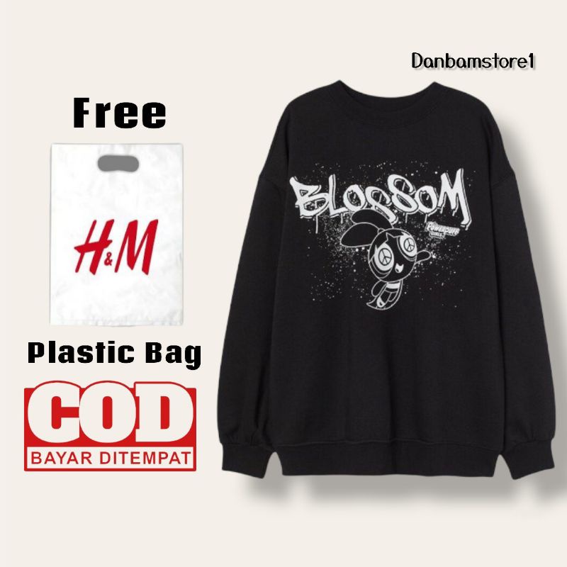 Crewneck hnm h&m blossom powerpuff girls chest printed BEST SELLER [BISA COD]