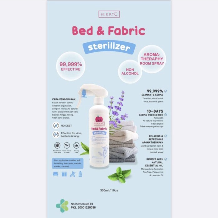 BerryC Bed &amp; Fabric Sterilizer Spray 300ML dengan Perlindungan 10 hari