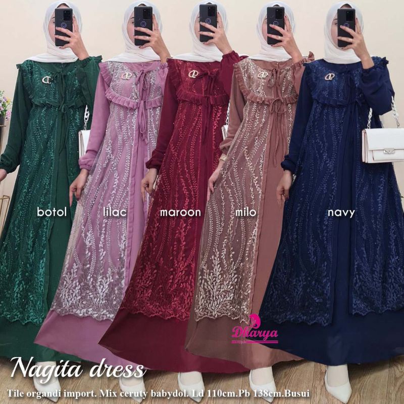 NAGITA DRESS BRUKAT IMPOR GAMIS PESTA